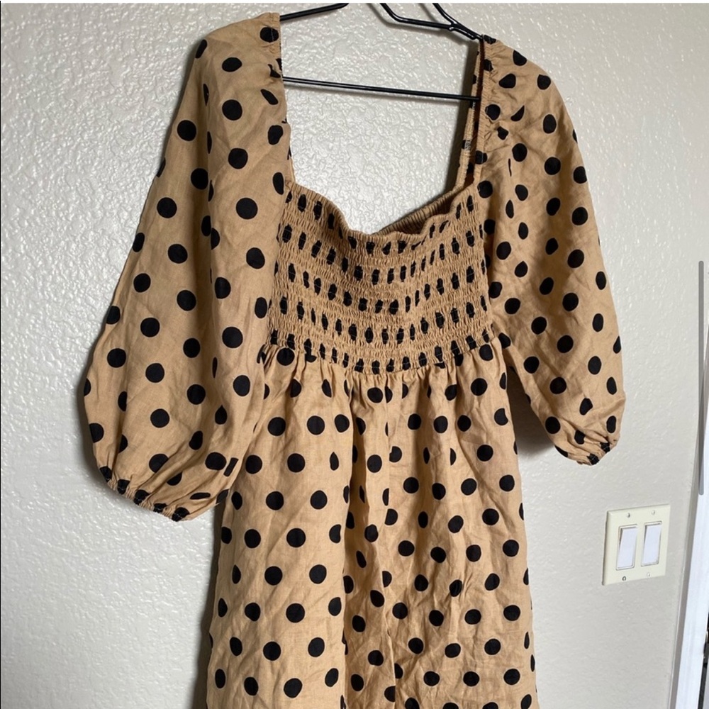 Faithfull The Brand Dallia Mini Dress Emelda Polka Dot Cold Shoulder Babydoll - Picture 5 of 16
